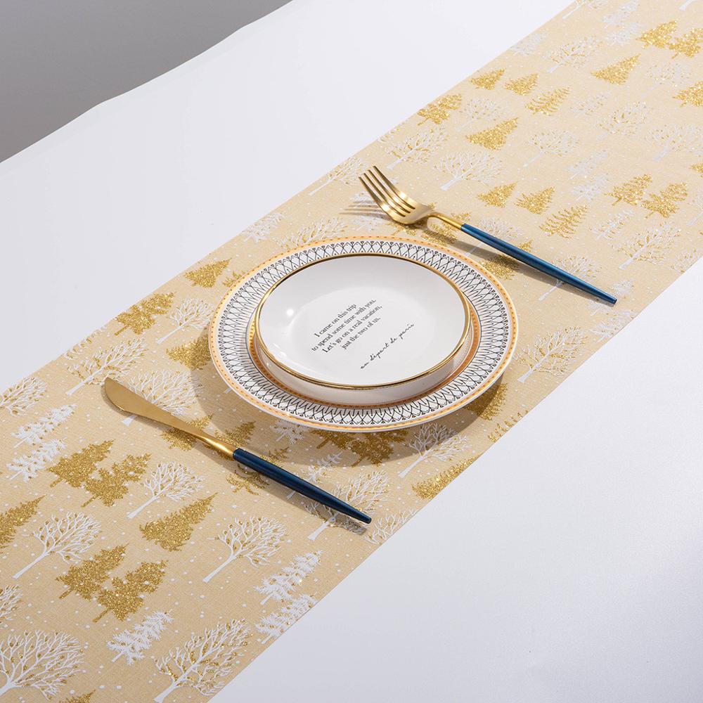 28x270CM Kerst Tafel Sneeuwvlok Mat Tafelkleed Kerst Vlag Thuis Party Decoratieve Kerstman Tapestry Tafellopers FB