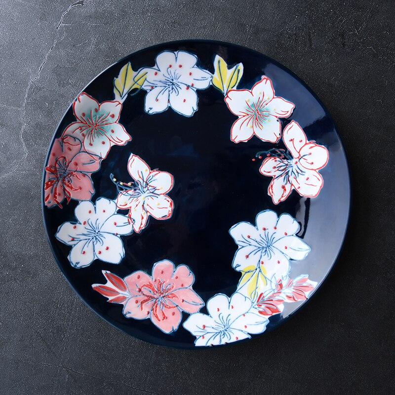 Hand-Painted Underglaze Ceramic Plate 8.5 Inches Dinner Plates Tableware