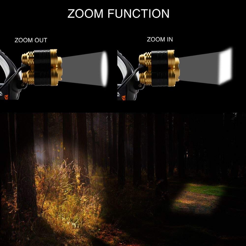 LED Koplamp Vissen Koplamp 3/5 LED T6 Hoofd Torch LED Lamp Zaklamp Camping Licht Waterdicht Lanterna Door 2x18650