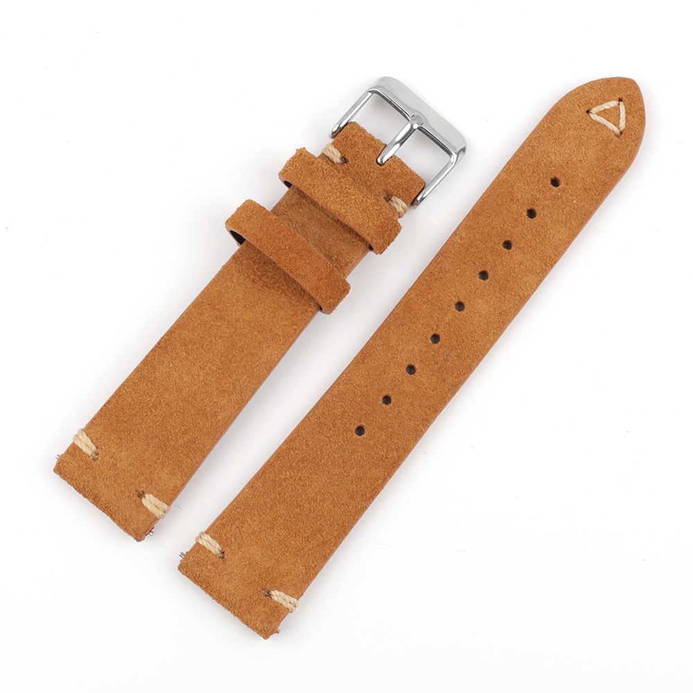 Suede horlogebanden bandjes handgemaakt voor mannen 18mm 19mm 20mm 21mm 22mm lederen horlogeband bruin Quick Release polsband: Steenkool zwart / 18mm