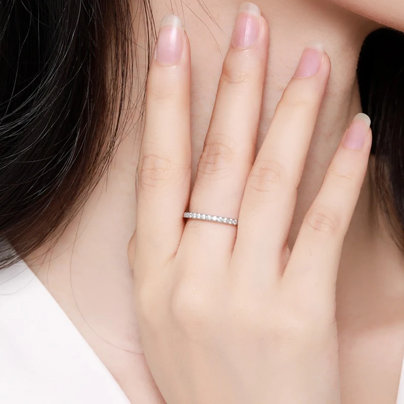 Test Smyoue przeszedł Moissanite pierścionek pasujący ślubny pierścionek z brylantem dla kobiet 925 srebro kobieta korona pojedynczy pierścionek z ogonem