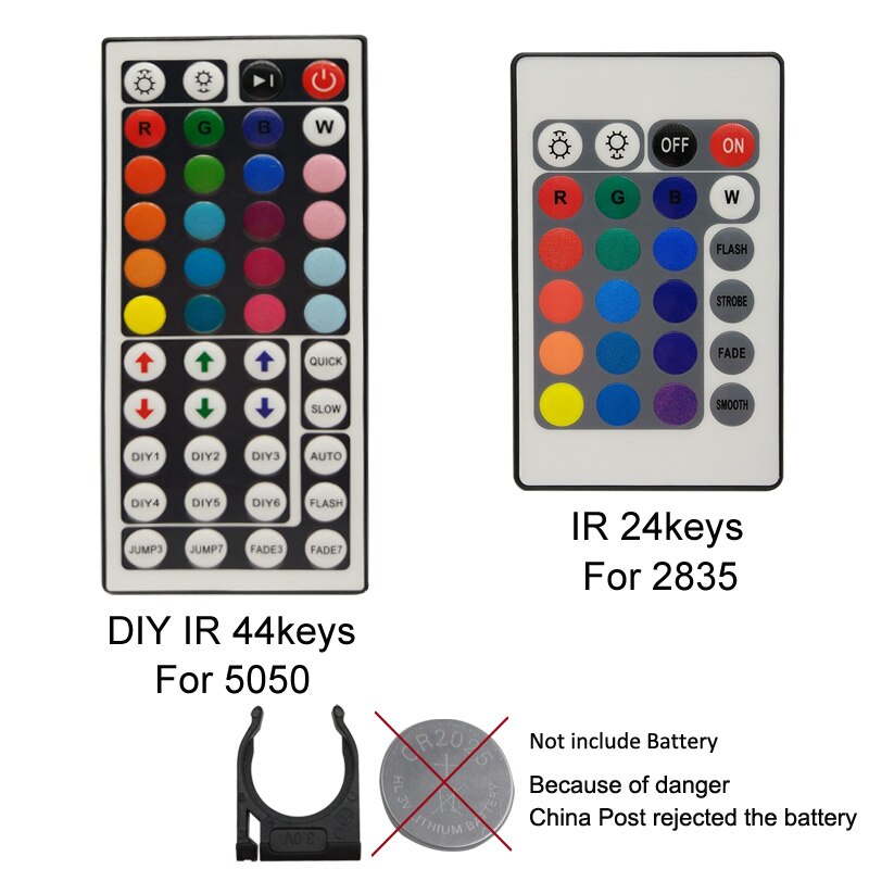 goolook IR 44keys Remote Controller Box Dimmer RGB 24keys Controller For 5050 3528 LED strip DC12V Double Door Output