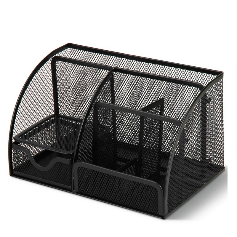 Deli Multifunction Pen Holders Pen Rest Desk Organizer Pencil Case Storage Box Metal Desktop Office Supplies