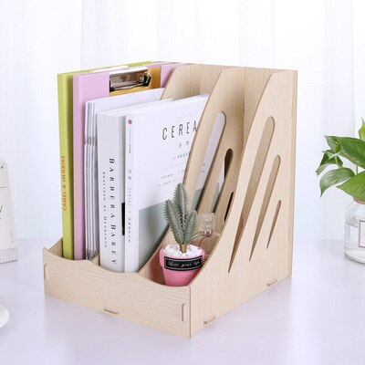 office accessories Document Tray Desktop Multifunction Storage Box File Holder Bookend Office Desk Organizer School Supplies: WOOD