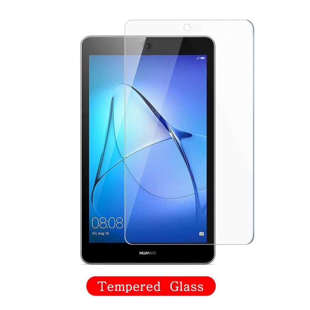 Funda Huawei MediaPad T3 7.0 Wifi BG2-W09 Shockproof Tablet Case Stand Holder Flip Cover Slim Coque + Tempered Glass Film: Tempered Glass