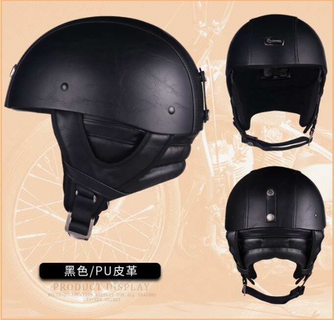 Brammo Moto Rcycle Helm Vintage Pu Leer Half Helm Moto Rbike Helm Moto Casco Bril En Masker