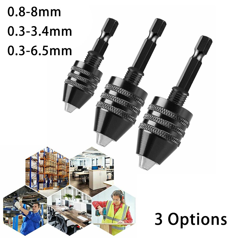 1/4" Hex Shank Quick Change Keyless Drill Bit Hex Shank Adapter Converter Tool Keyless Shaft Chuck Clamp Hex Shank Drill