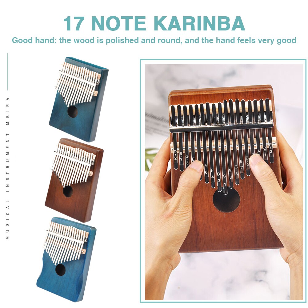 17 touches Kalimba pouce Piano bois Mbira corps Instruments de musique avec livre d'apprentissage Kalimba Piano de noël