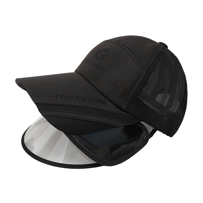 Sun Visors for Women Men Face Cover Protection Sun Shield Visor Hats Adjustable Long Visor Brim Face Shield Anti-Droplet Unisex: Black