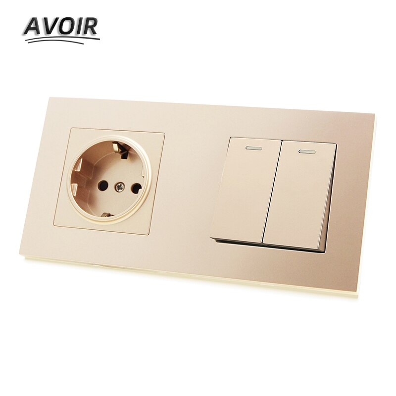 Avoir DE EU Standard Plug Wall Socket 1 2 3 4 Gang Button Light Switch Double Wall Socket Switch Power Outlet