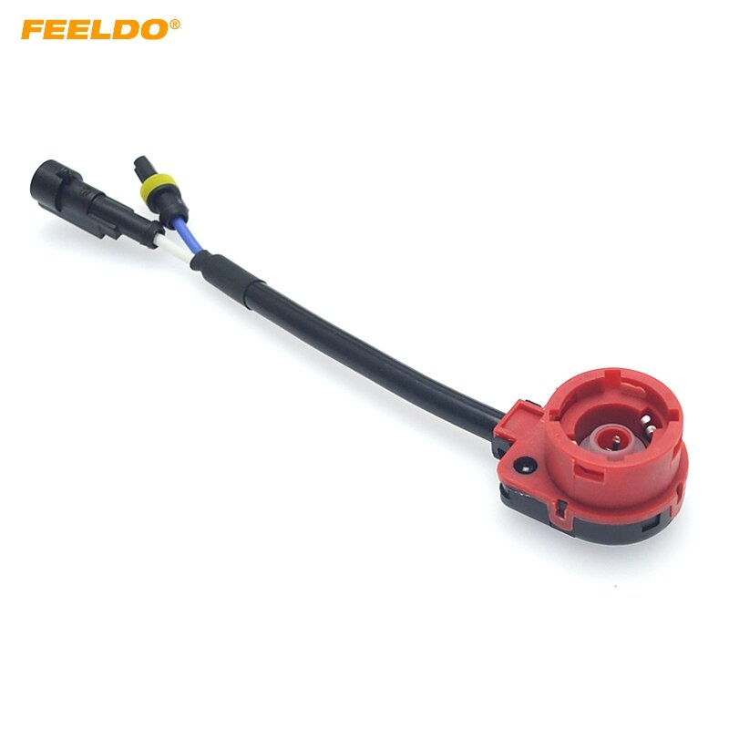FEELDO 1Pc Auto HID Koplamp Socket Kabelboom D2 D2S D2R D2C Lamp Adapter Converter Wire Plug Connector Base kabel