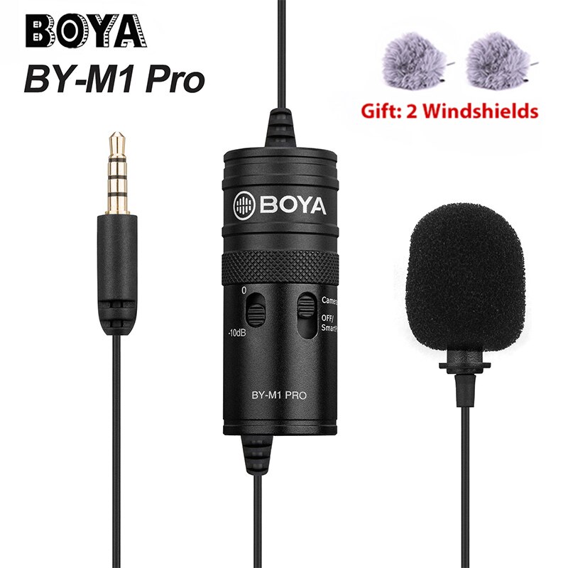 Boya BY-M1 Pro Lavalier Microfoon Clip-On Condensator Microfoon Wired 3.5 Mm Studio Mic Voor Smartphone Mac Vlog Dslr camcorder Audio: M1 Pro w deadcat