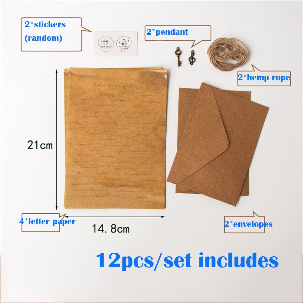 Vintage voimapaperi kirjekuoret kirjepaperisetti tarroilla retro kirjoituslehtiö kutsut toimistotarvikkeet paperitavarat: G