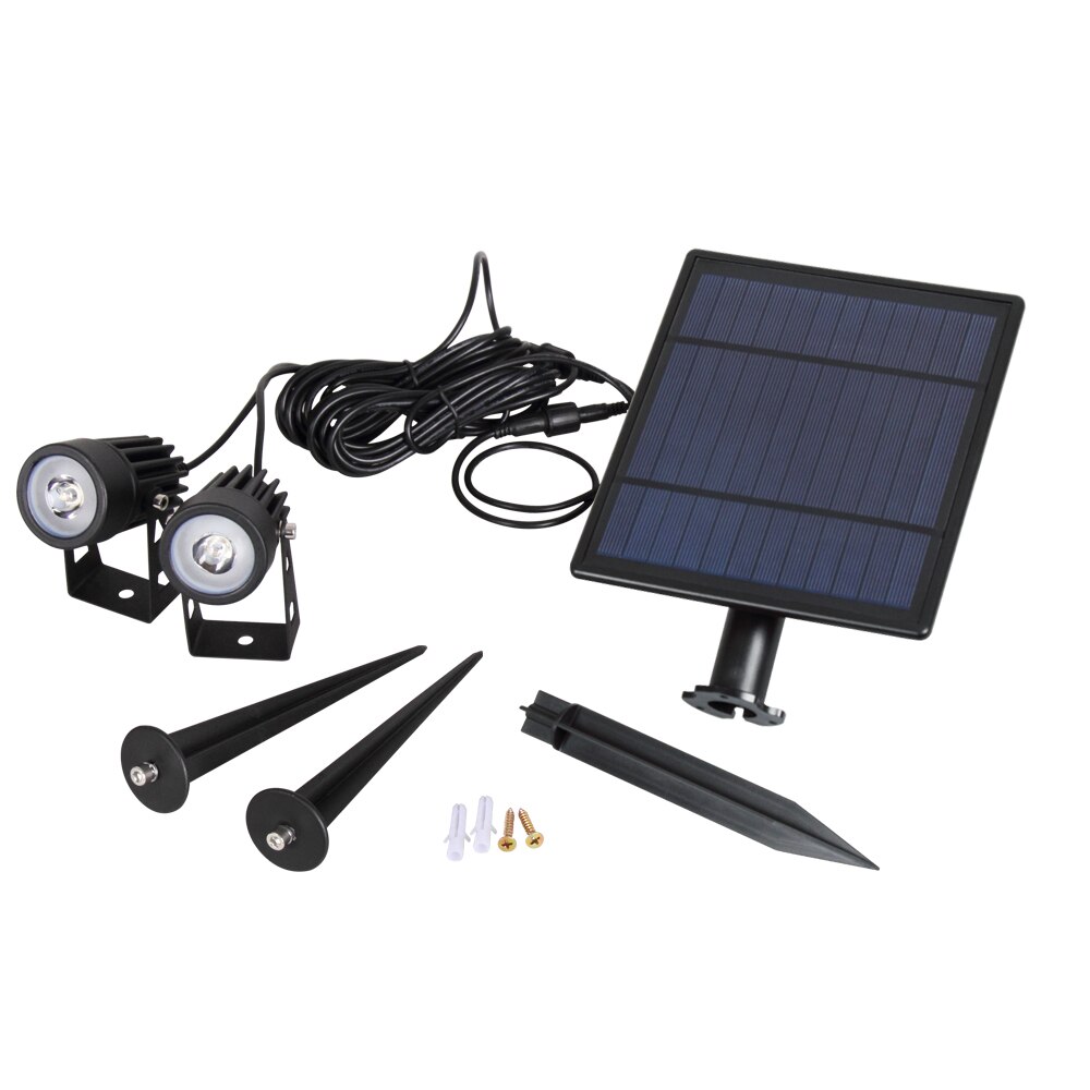 T-SUNRISE Solar Light LED Green Landscape Lamp Two Spotlights with Solar Panel Outdoor Garden Light Courtyard Decoration IP65