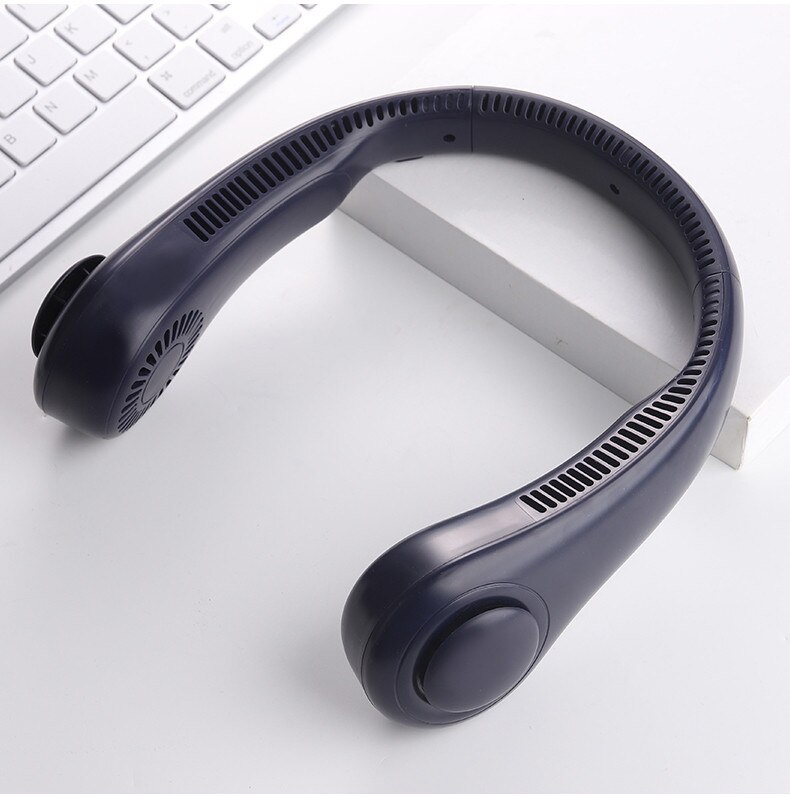 Wearable hanging neck fan sports fan lazy portable mini fan leafless USB mini hanging neck silent electric fan