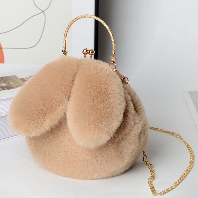Cute Plush Rabbit Crossbody Bags for Women Korean Version Cute Purses and Handbags Girls Rabbit Ear Shoulder Messenger Bag: Clear
