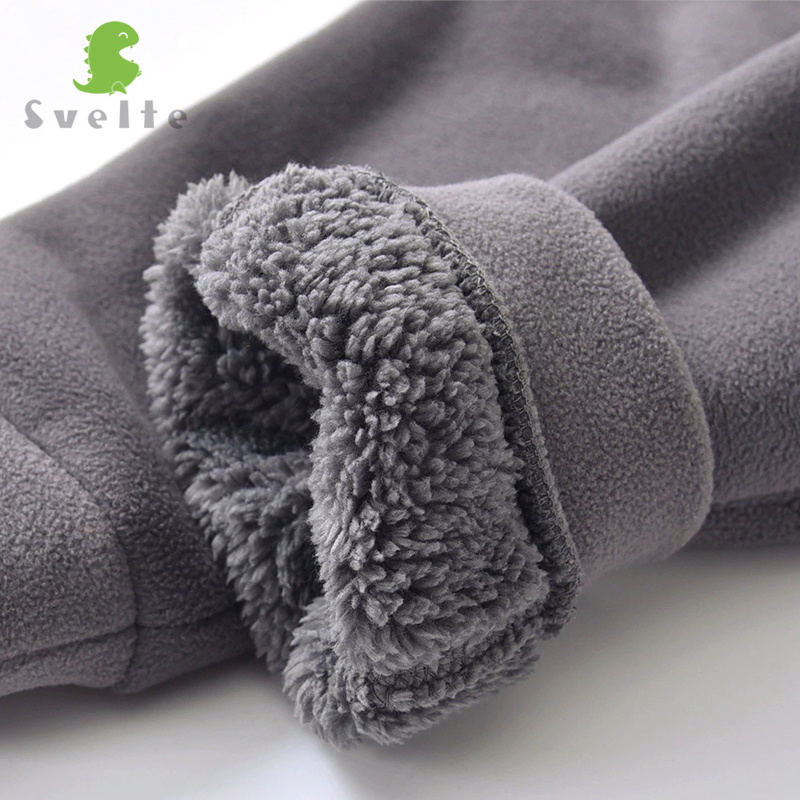 Smukłe 2-14 lat chłopięce grube futrzane spodnie z polaru z 2 kieszeniami na zimę Chlidren zwykły jednolity kolor, spodnie dziecięce spodnie dresowe robić biegania