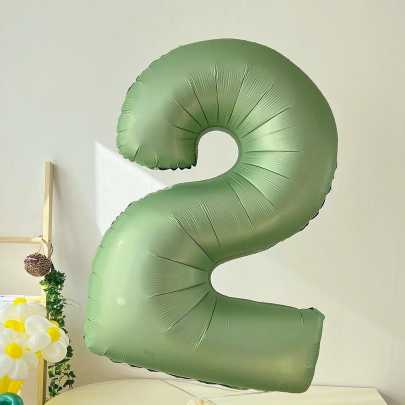 1SET 40inch Green Number Balloon With Star Heart Foil Balloons For 30 40 50 Adult Birthday Home Supplies Kids Party Decorations