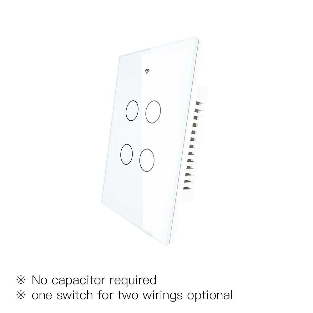 Zigbee Muur Touch Smart Lichtschakelaar Met Neutrale/Geen Neutraal, geen Condensator Smart Leven/Tuya Werkt Met Alexa,Google Hub Nodig: 4 Gang White US