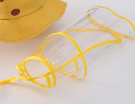 Anti-spyttende beskyttende hat med aftagelig gennemsigtig dæksel støvtæt solhatte til børn drenge piger fisker fiskeri hat: Bevisark gul