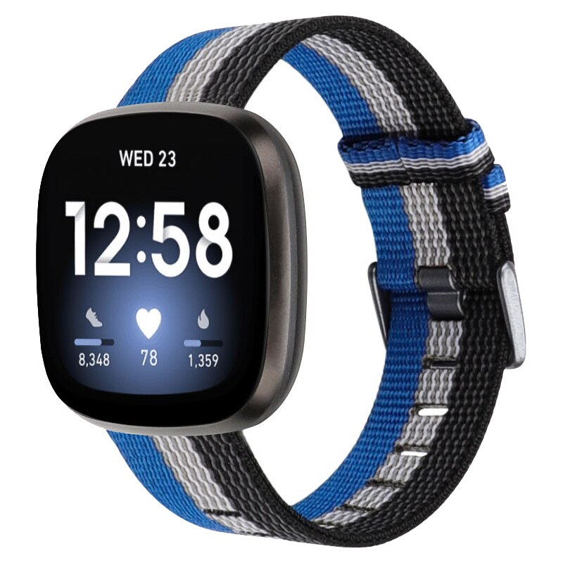 Nylonbånd til fitbit versa 3 strop lærred vævet armbånd armbånd erstatning for fitbit sense bands tilbehør kvinder mænd sl