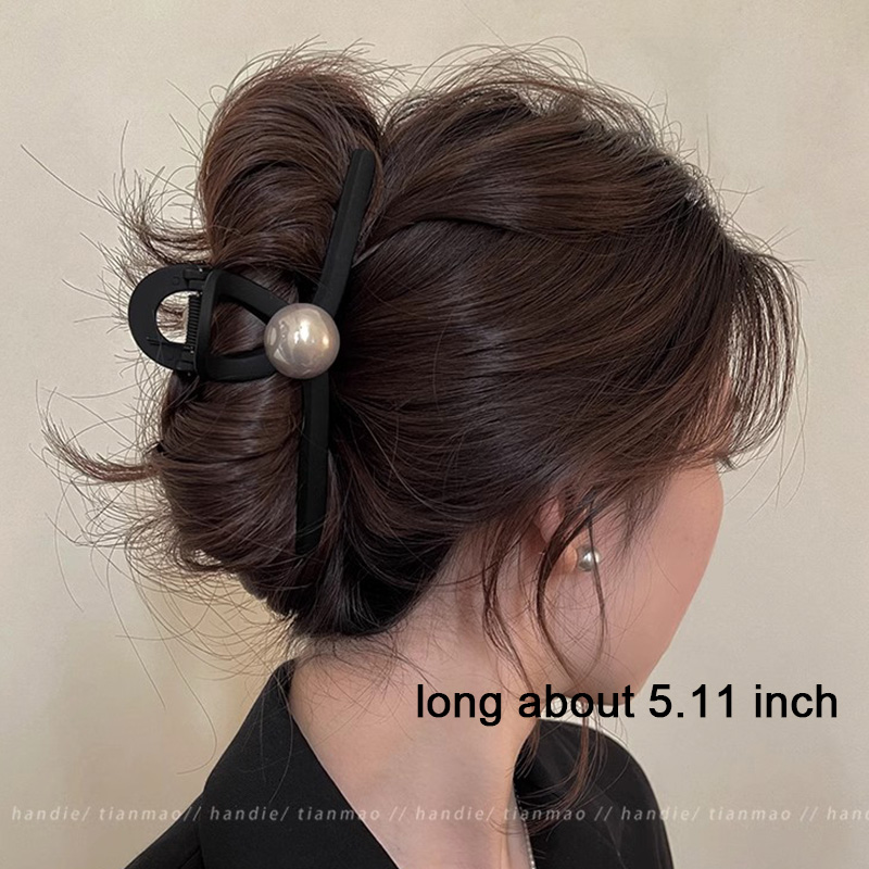 Pinzas para el cabello de perlas negras Vintage para mujeres y niñas, adorno de temperamento, pinzas simples, horquilla, accesorios para el cabello de: Rosa