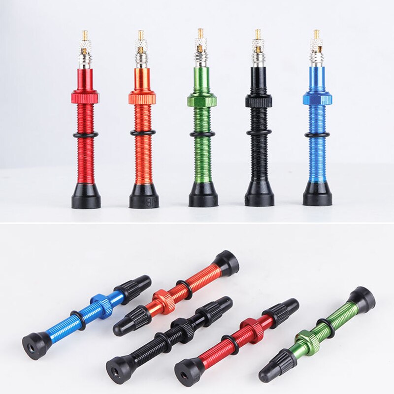 1Pair Bicycle 60mm Presta Valve for Road Bicycle Tubeless Tires Brass Core Alloy Stem Tubeless Sealant Compatible,Red