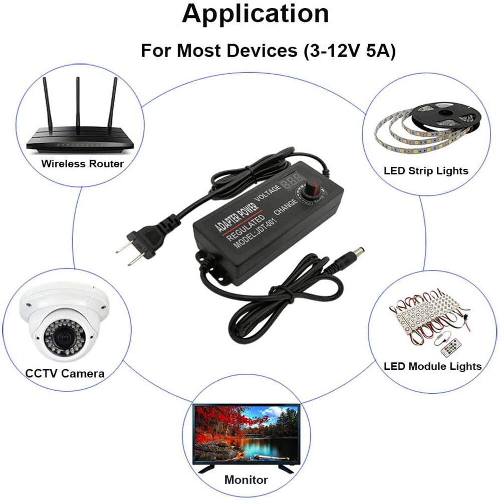 Adjustable AC to DC 3V-12V 3V-24V 9V-24V Universal dapter with display screen voltage Regulated power supply adatpor 3 12 24 v