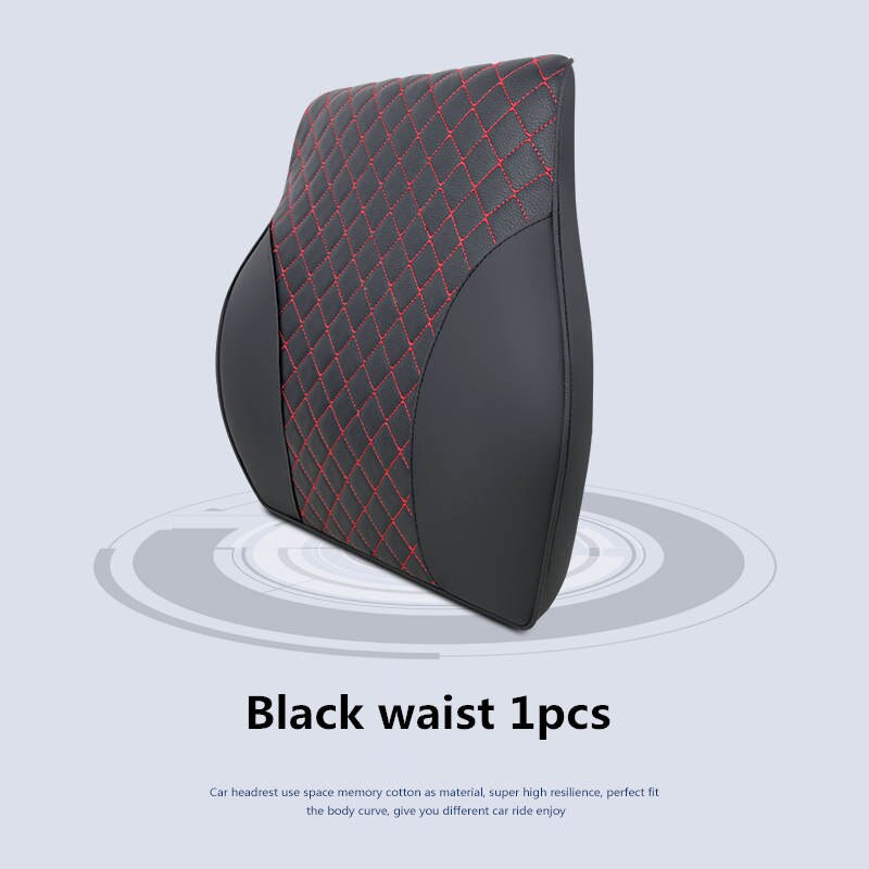 4 farger skinn midje sete støtte minne bomull nakkestøtte til sete lumbal pute sjåfør bil med Brann sesonger pute pute: Svart midje 1 stk