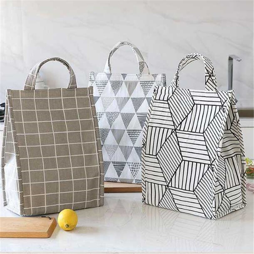 Voedsel Koeltas Waterdichte Draagbare Thermische Oxford Lunch Tas Voor Vrouwen Mannen Kids Grote Gestreepte Geïsoleerde Lunchbox Tas tote