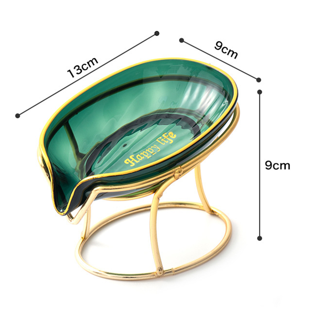 Luxury Ceramics Leaf Shape Soap Box Drain Iron Rack Soap Holder Shower Sponge Storage Plate Tray Non-slip Kitchen Supplies