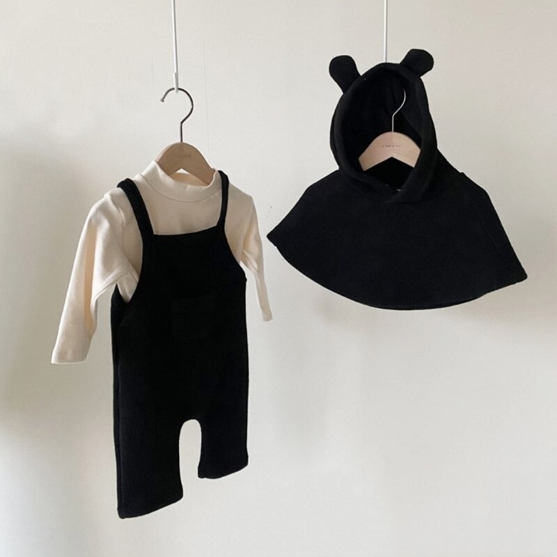 Pasgeboren Baby Meisje Jongen Katoen Pocket Jarretel Broek Lente Herfst Jumpsuit Baby Peuter Mouwloze Romper Baby Kleding 9M-2T: black / 9M