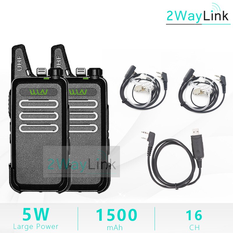 2 stücke WLN KD-C1 Mini Radio 5W Walkie Talkie UHF Zwei Funkgeräte RT22 ZT-X6 Handliche Mini 5W ham Radio KD-C2 Upgrade Version Billig Heißer: 2B-2AC-1Cable