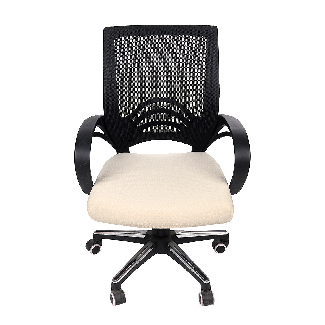 Housse de chaise élastique | Couleur unie, housse extensible pour cuisine bureau, protection de siège, étui pour salle à manger et ordinateur salon: cream white / L