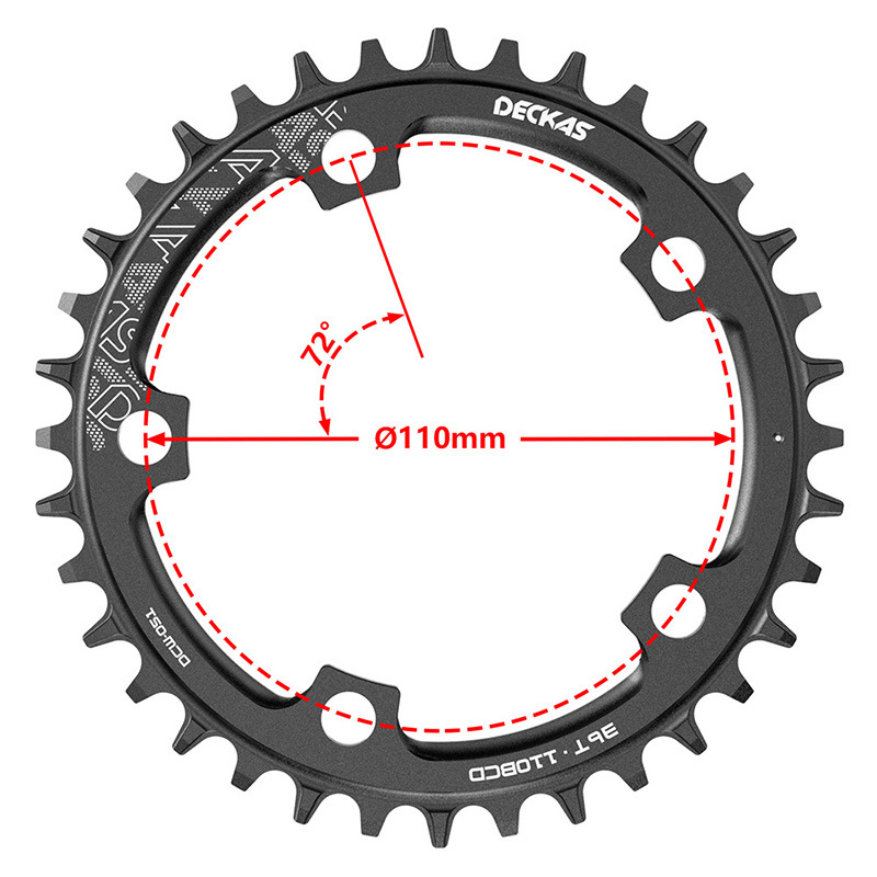 Deckas 110BCD Kettingblad Racefiets Smalle Grove 36T 38T 40T 42T 44T 46T 48T 50T 52T 110BCD 5 bouten fiets Kettingwiel