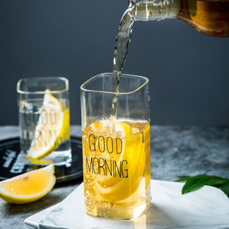 Transparent Borosilicate Glass Cup Rectangle Single Layer Insulated Tea Juice Cup Lead-free Milk Mug Office Water Cup