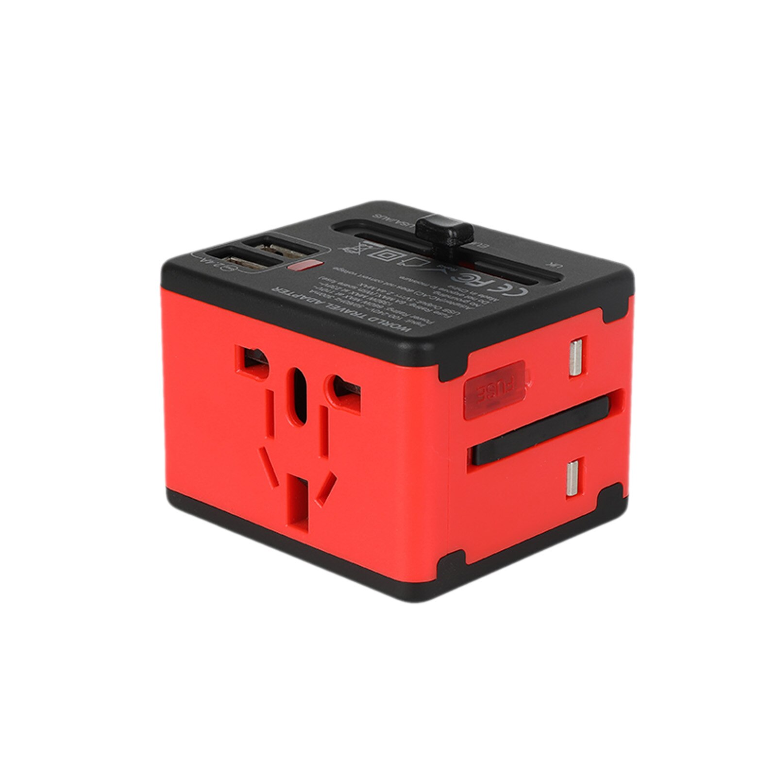 Newest USB Socket Adapter Multi-Purpose Switcher, Power Supply EU AU US UK Plug Hotel Phone Laptop Charger: Red