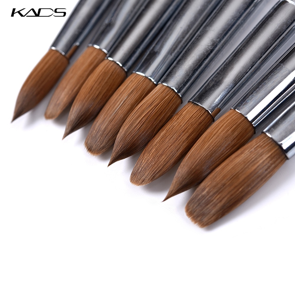 1 st kolinsky sable akryl borste uv gel carving pen pensel flytande pulver diy nagelteckning platt rund röd trä nagelkonst pensel