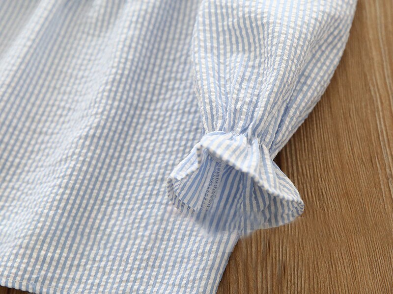 Bebis flickor blus vår höst barn skjorta långärmad småbarn blusar mysig volang flicka toppar barn kläder blomma randig