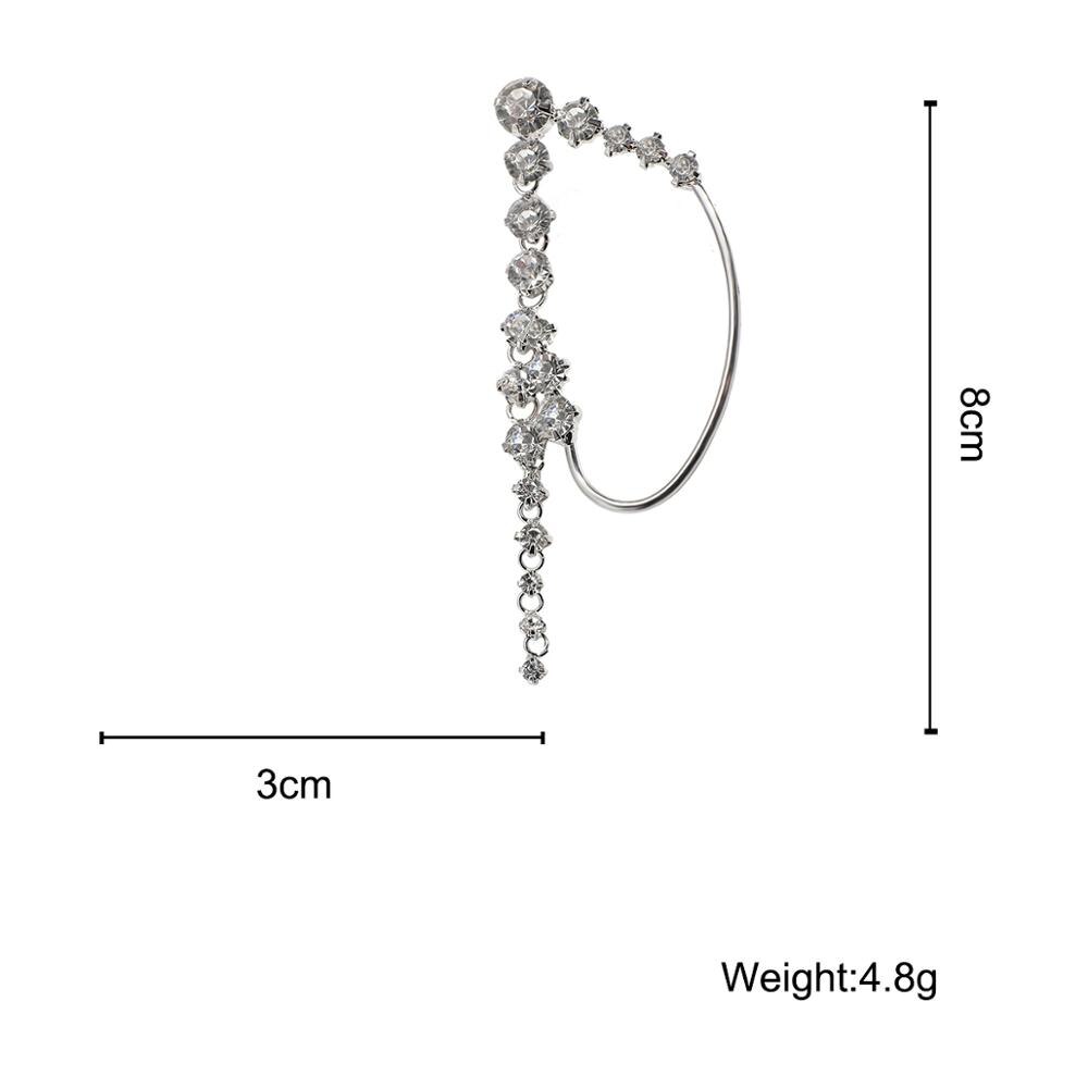 Enkele Koreaanse Strass Oorbellen Glanzend Boor Arc Oor Opknoping Clip Oorbellen Voor Vrouwen Minimalistische Oor Manchet