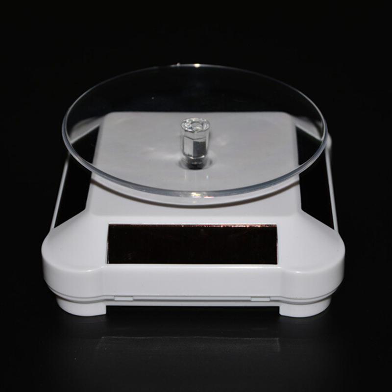 Zonne-energie Elektrische Roterende Display Stand Lade Sieraden Accessoires Prop Stand Telefoon Display Stand Batterij Inbegrepen (Golden): White