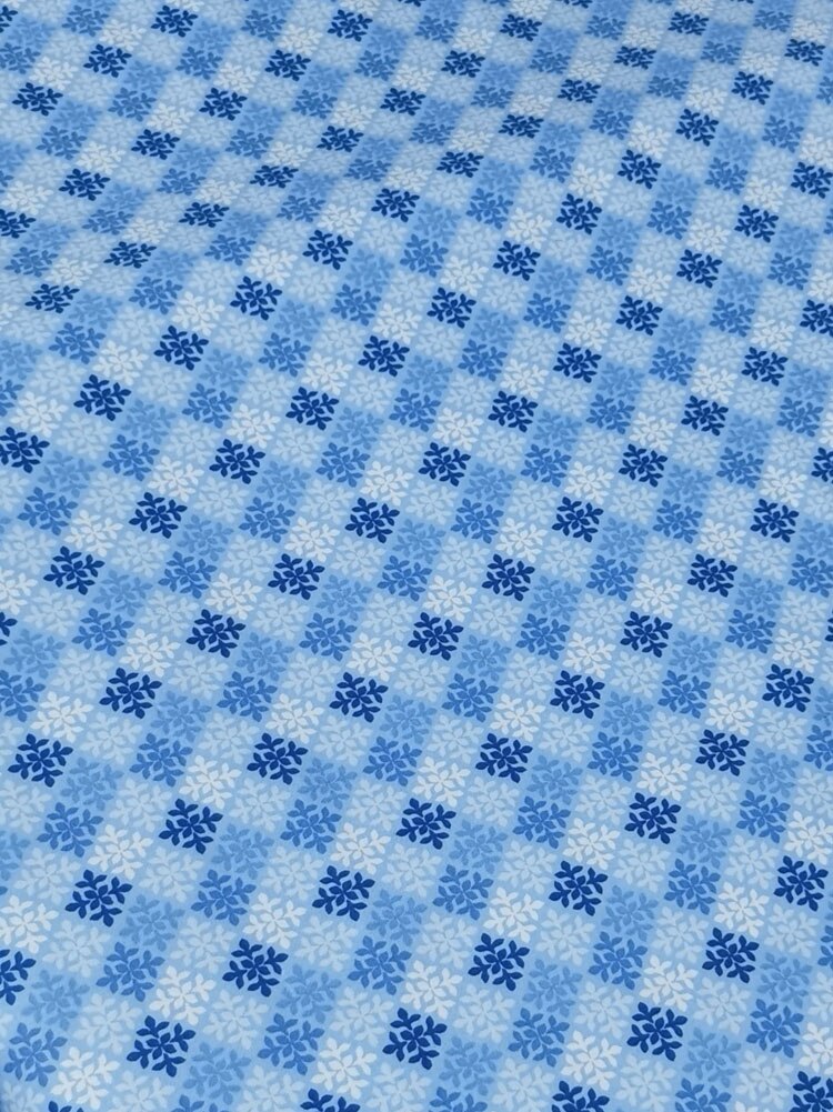 100% de copos de nieve azul cielo para Navidad, tela de algodón geométrica, costura artesanal, Telas de tejidos de retales, tejido Tilda, artesanía de muñecas