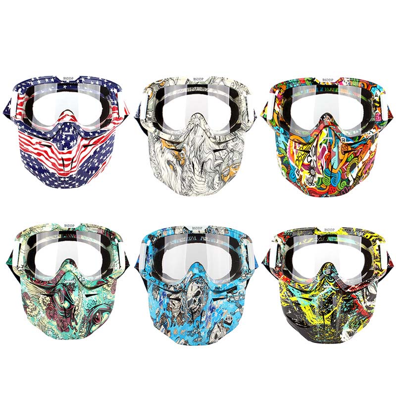 Kleurrijke motorfiets full face masker bril flexibele moto bril skibril gezichtsmasker motocross skibril atv dirt bike utv