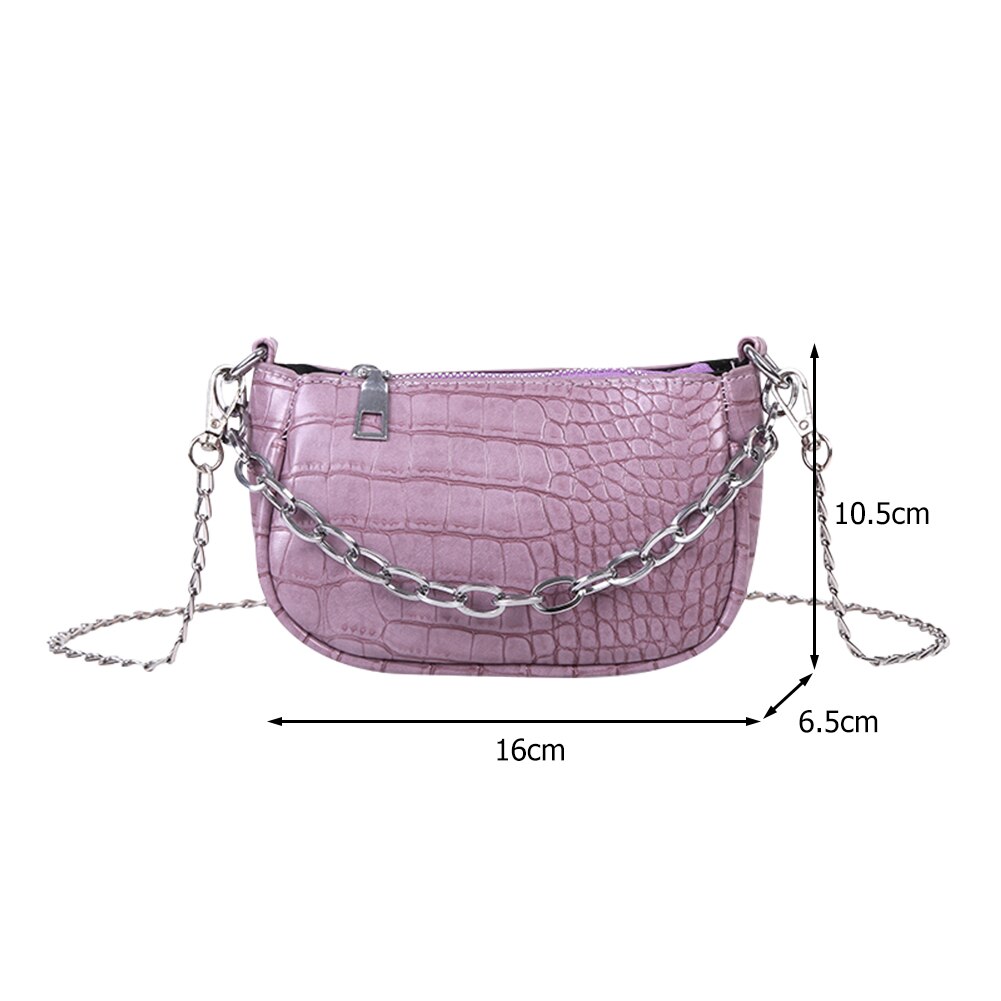 Einfache PU Leder Kette Schulter Bote Schulter Kupplung PU Leder Weibliche Schulter Umhängetaschen Feste Alligator aufbringen