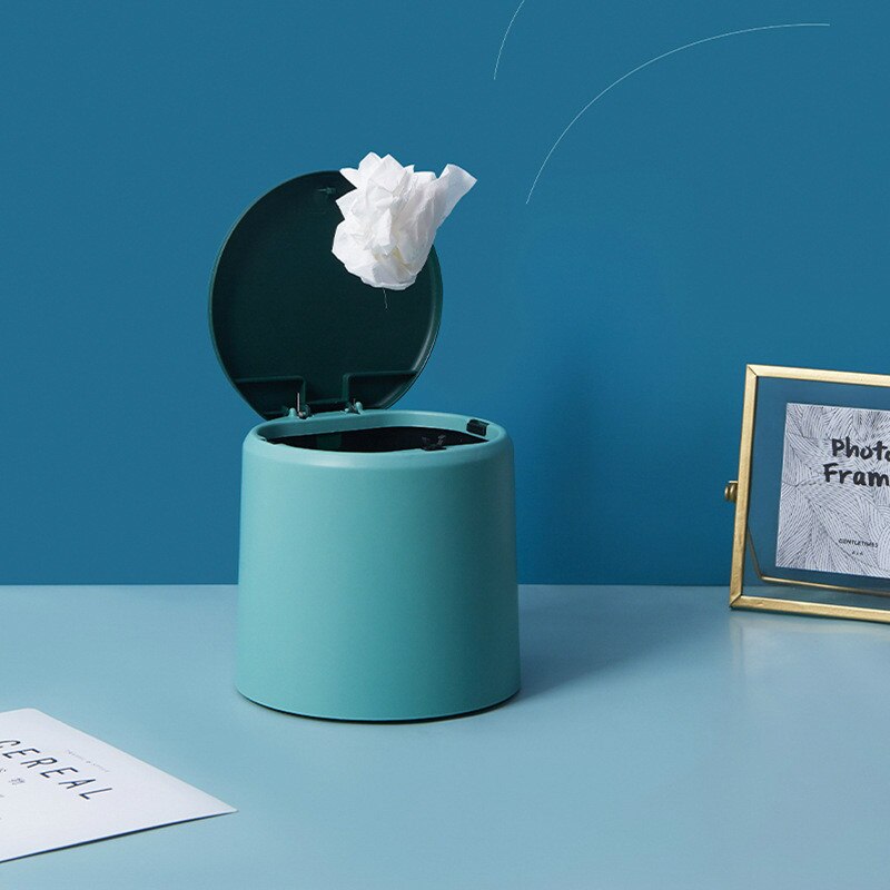 Household Flip and Cute Mini Plastic Trash Can Kitchen Waste Box Nordic Style Bucket Toilet Toilet Small Waste Basket