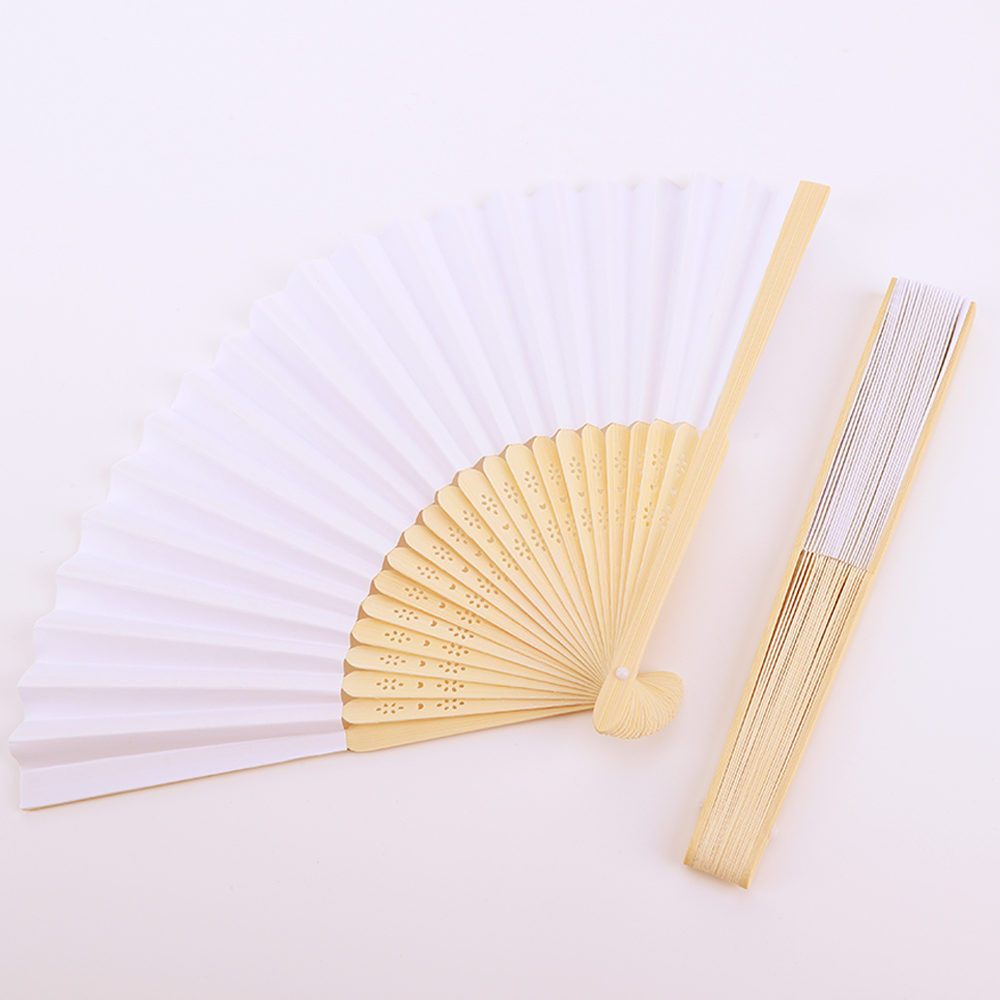 1-50pcs DIY Paper Bamboo Folding Fan Adults Children's Calligraphy Painting Practice Blank White Folding Fan Wedding