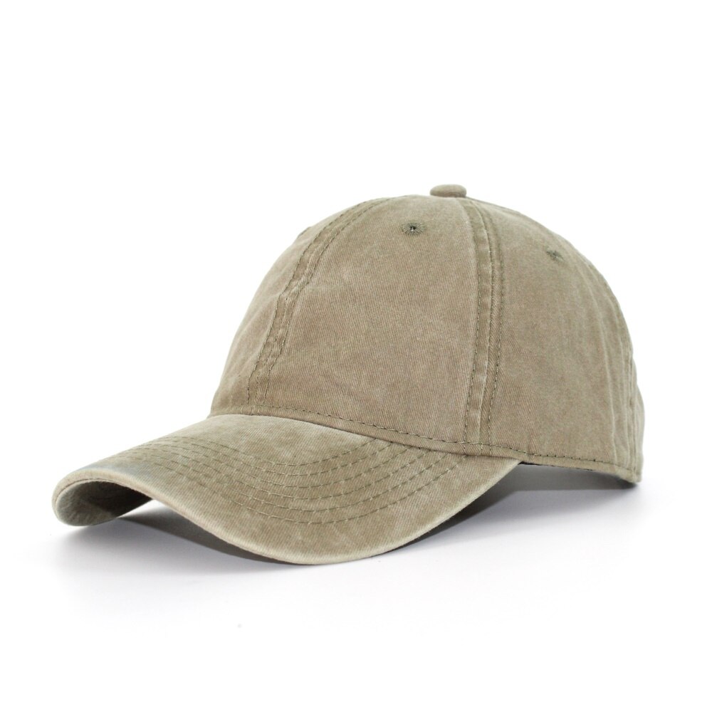 Washed Cotton Pure Color Light Board Men's Baseball Cap Multi-Color Optional Bone Cap Stitching Dad Hat: Khaki