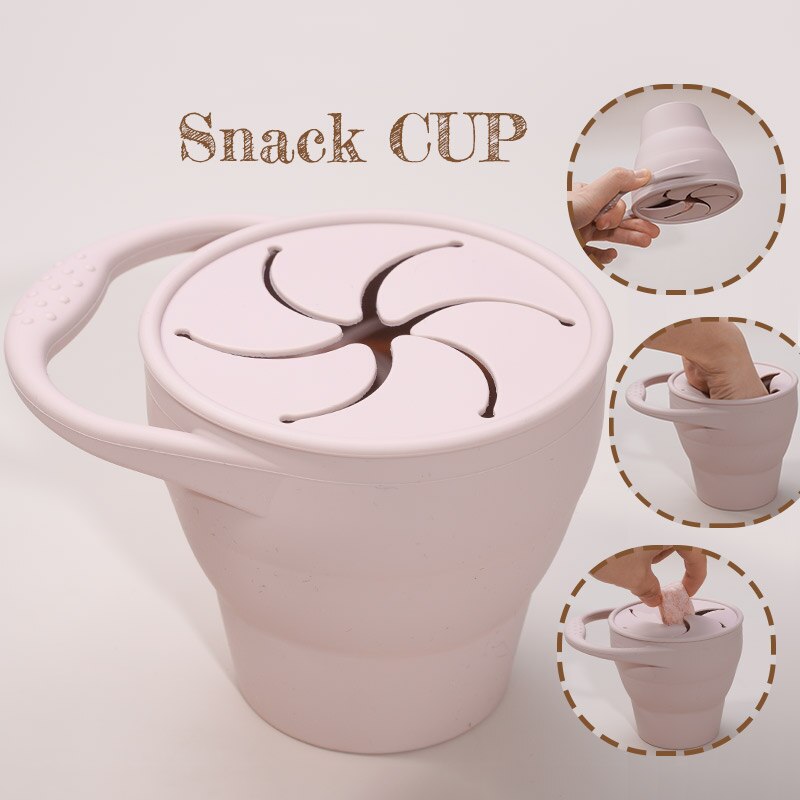 Taza de aperitivos para bebés, caja de almacenamiento de alimentos portátil para niños pequeños, contenedor de aperitivos de silicona sin BPA con tapa, colores sólidos