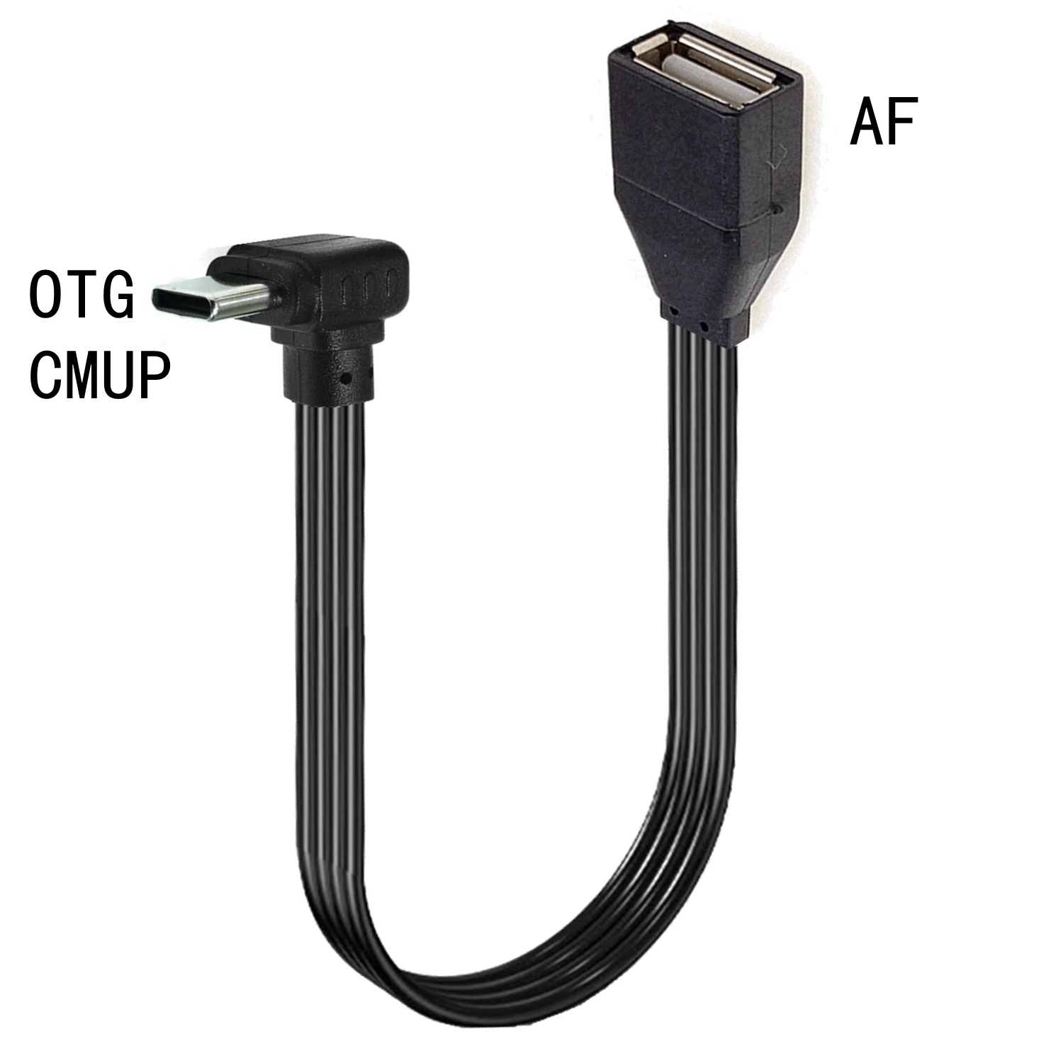 Flat C-type USB to OTG USB cable,Suitable for phones and computers function on TYPE-C 90 degree male to USB 2.0 female adapter: Red / 0.2M
