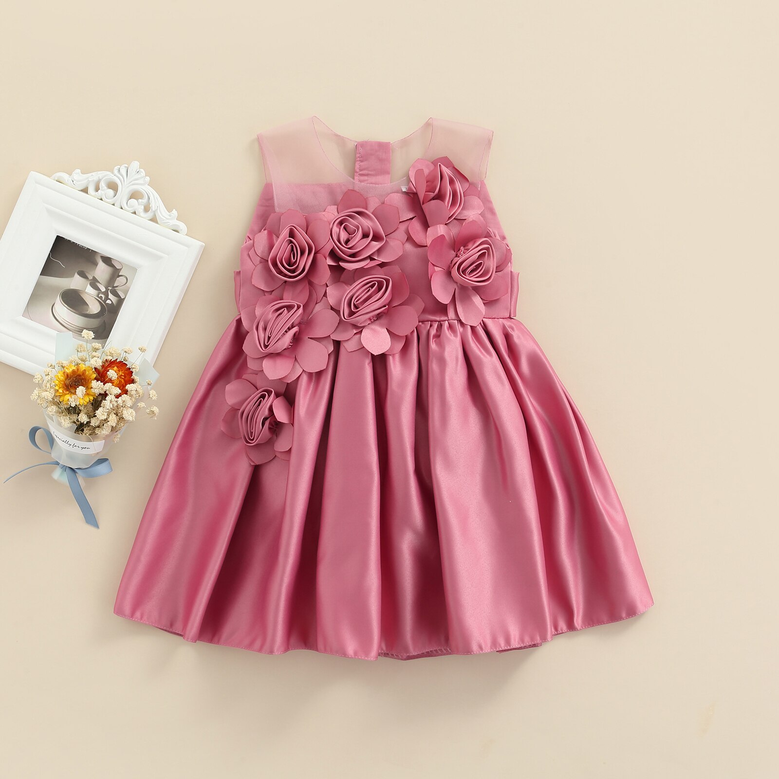Rose Bloem Prinses Jurk Voor Meisjes 6-24M Baby Zomer Avondjurken Bruidsmeisje Trouwjurk Tutu Jurk Voor Jaar 2022: Roze / 6m